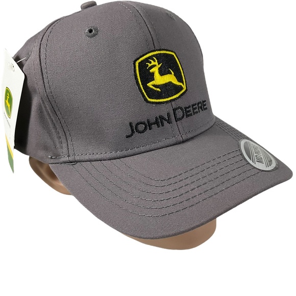 John Deere Charcoal Chino Twill Cap Hat Adjustable Mid Profile Structured - Picture 1 of 12